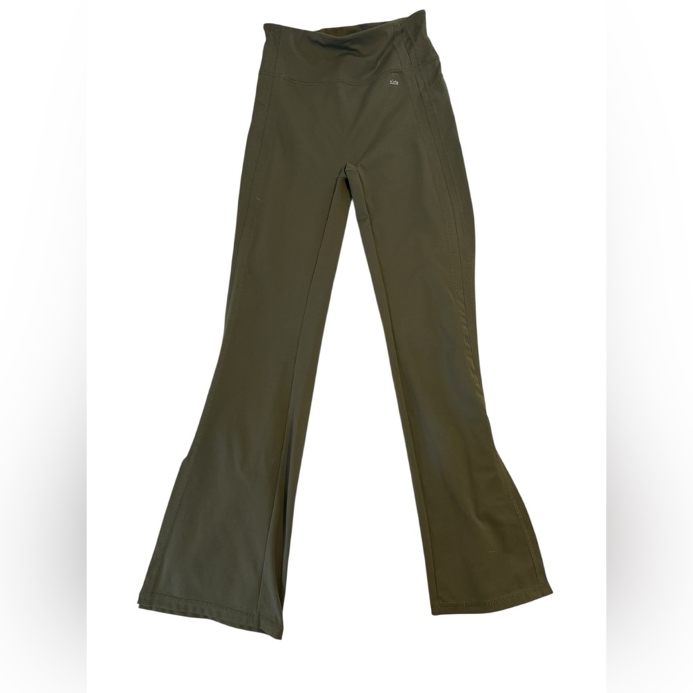 ZUDA, New Trendy Olive GRN Split Leg Flared Leggings, XS, Flattering/Versatile!
